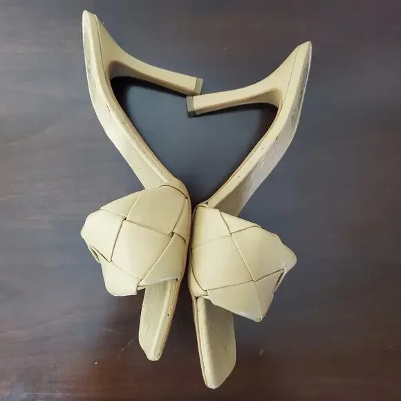 Vince Camuto VC-Berry Nude Braided Leather Heels - Size 9.5 Quiet Luxury - Picture 5 of 9